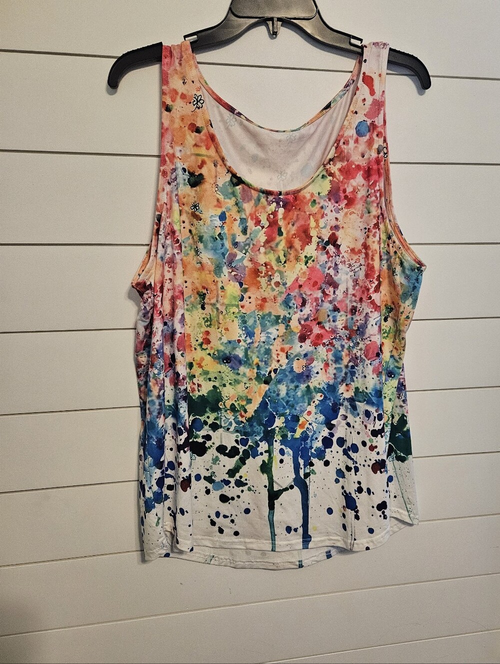 Colorful Watercolor PaintSplash Sleeveless TankTop Size 3X
